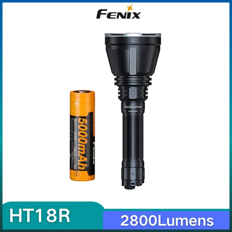Fenix 장거리 사냥 조명 손전등, 2800 루멘, USB C타입 충전식, 5000mAh 배터리 포함, HT18R