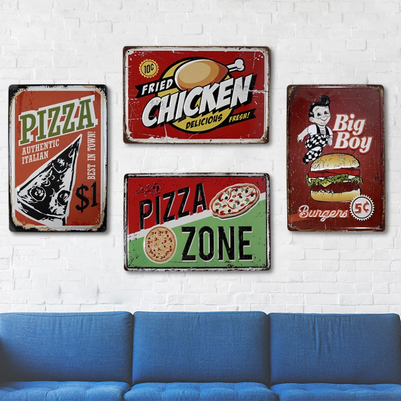 

Creative Restaurant Fast Food Bread Metal Plate Tin Sign Plaque Vintage Restaurant Home Bar Cafe Kitchen Metal Poster Wall Decor