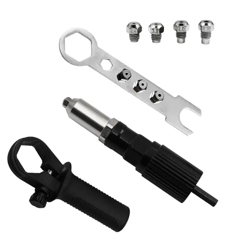 

Rivet Drill Adaptor Cordless Drill Electric Riveter Adapter Professional Riveting Insert Nut Hand Tool Kit Convertible Head And