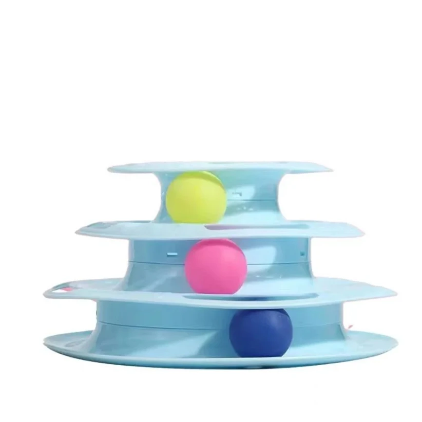 3553-a15302.jpg Pet cat toy Three-layer ball cat Turntable Cat interactive educational track toy cat space tower play plate