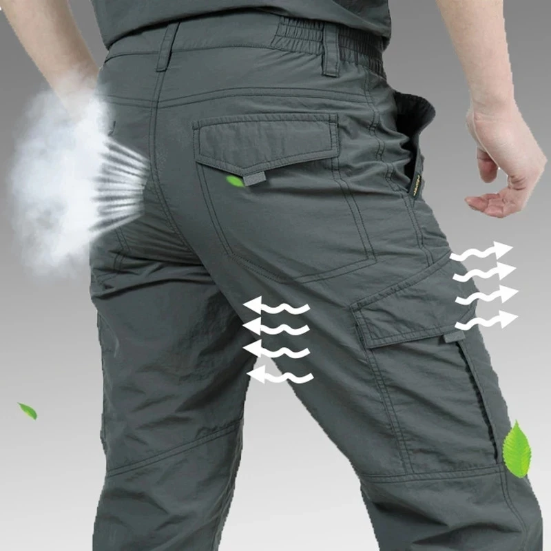 Summer Quick Dry Breathable Hiking Camping Pants Men Outdoor Climbing Trekking Trousers Tactical Military Army Cargo Thin Pants