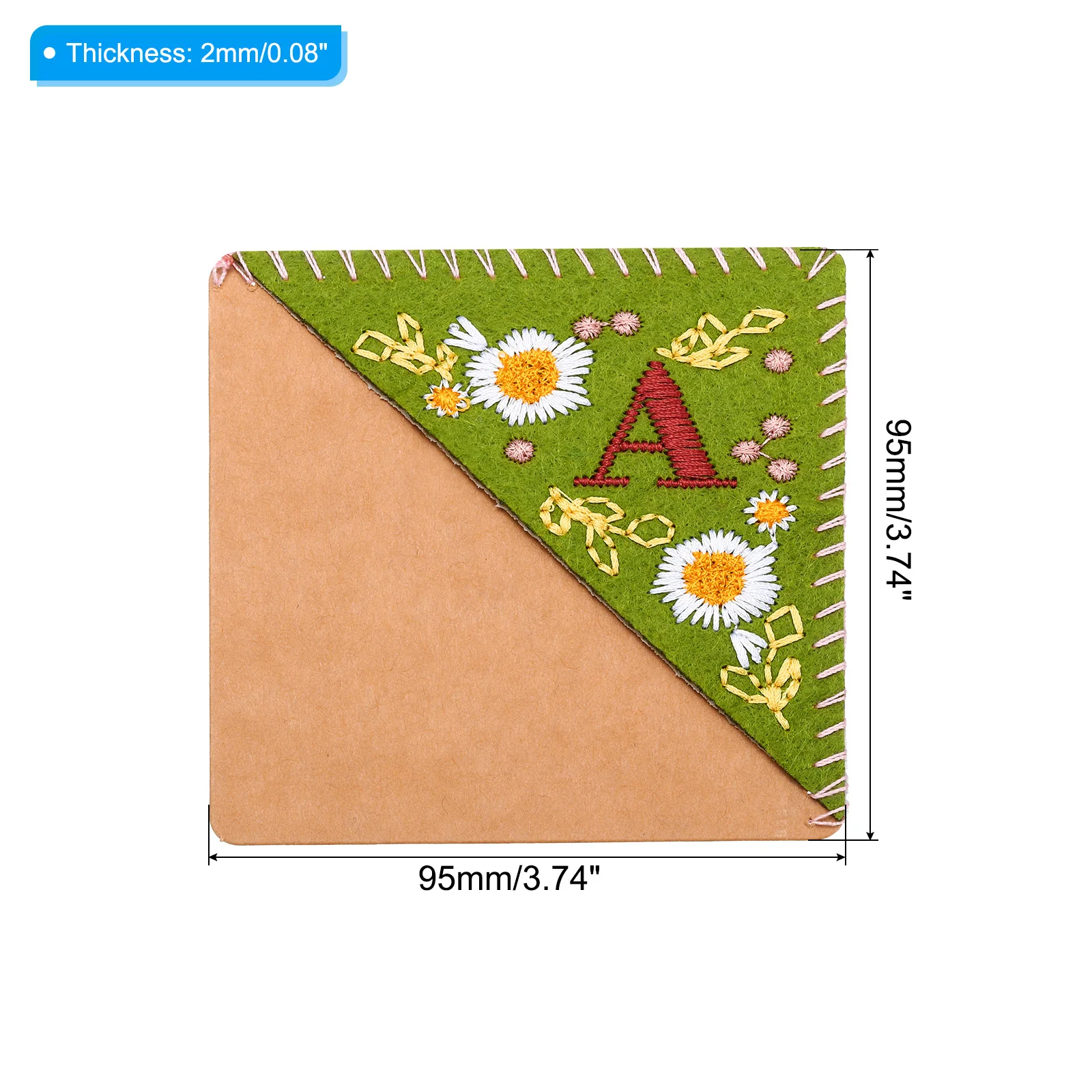 26 אותיות אלגנטי אישית רקום יד רקום פרח חמוד חש תפור משולש ספר סימן דף סימון ירוק