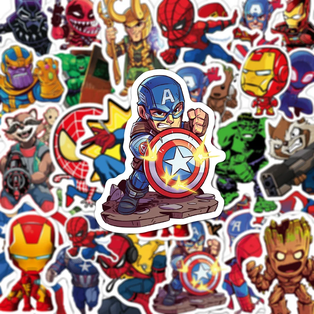 

10/30/50/100pcs Disney Movie The Avengers Superhero Stickers Anime Graffiti DIY Water Bottle Diary Car BIke Cool Cartoon Sticker