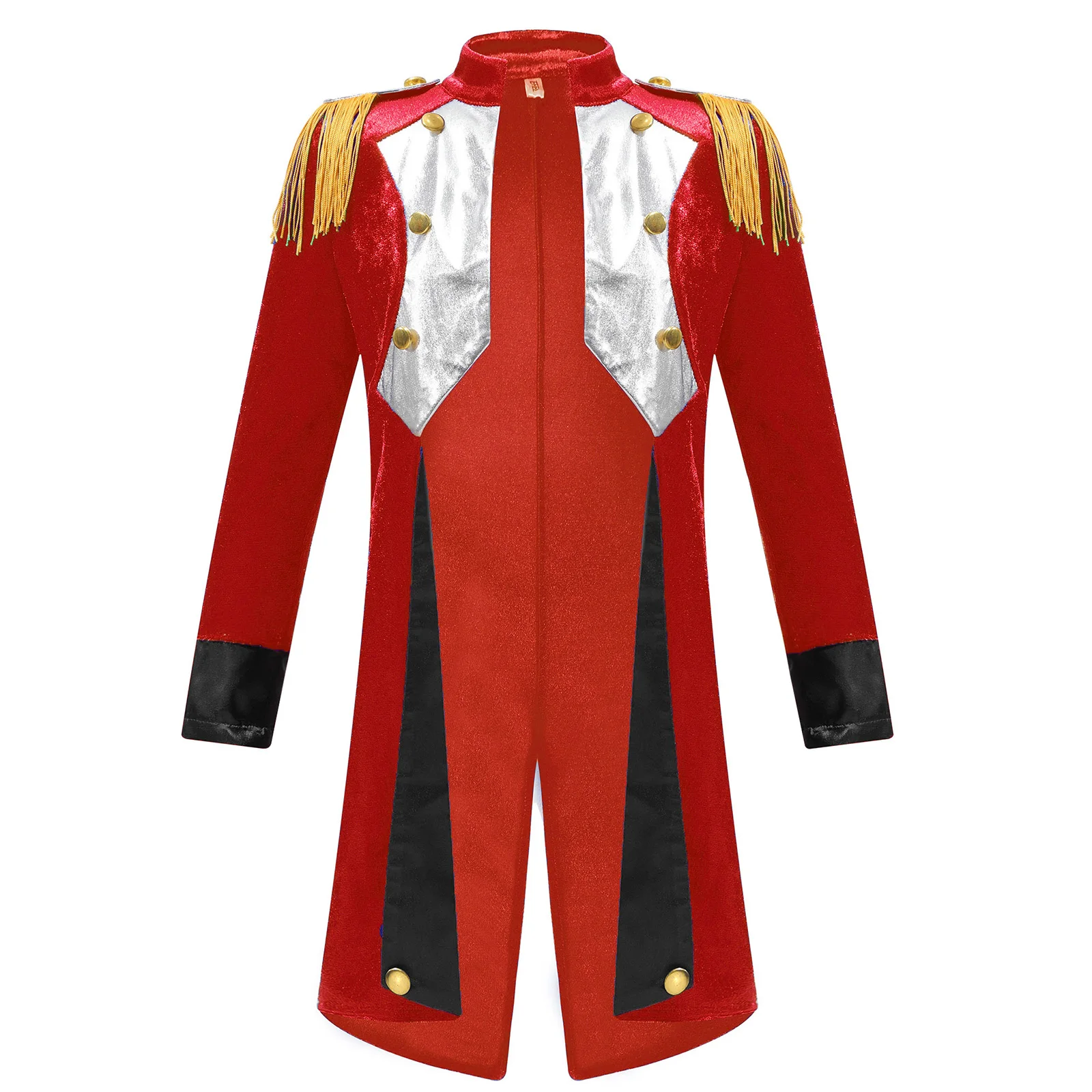 

Unisex Kids Girls Boys Long Sleeve Tassel Epaulet Tailcoat Gold Buttons Fashion Patchwork Jacket Cosplay Costume Halloween Party