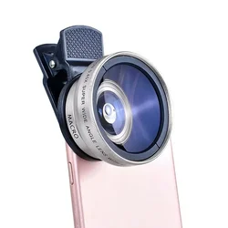 Dual Function Universal HD Camera Lens: 0.45X Wide Angle & 12.5X Macro (Silver)