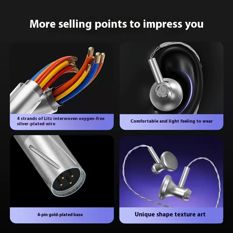 SUCA AUDIO SU2 HiFi wired earbuds with flat head and semi in ear design, customizable 3.5mm/4.4mm interchangeable music earphone 5