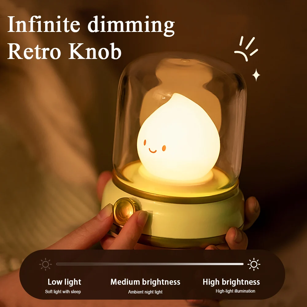 Kerosene LED Night Light Cute Flameless Candle Light with Two Modes USB Rechargeable Dimmable Camping Light For Bedroom Decor 4