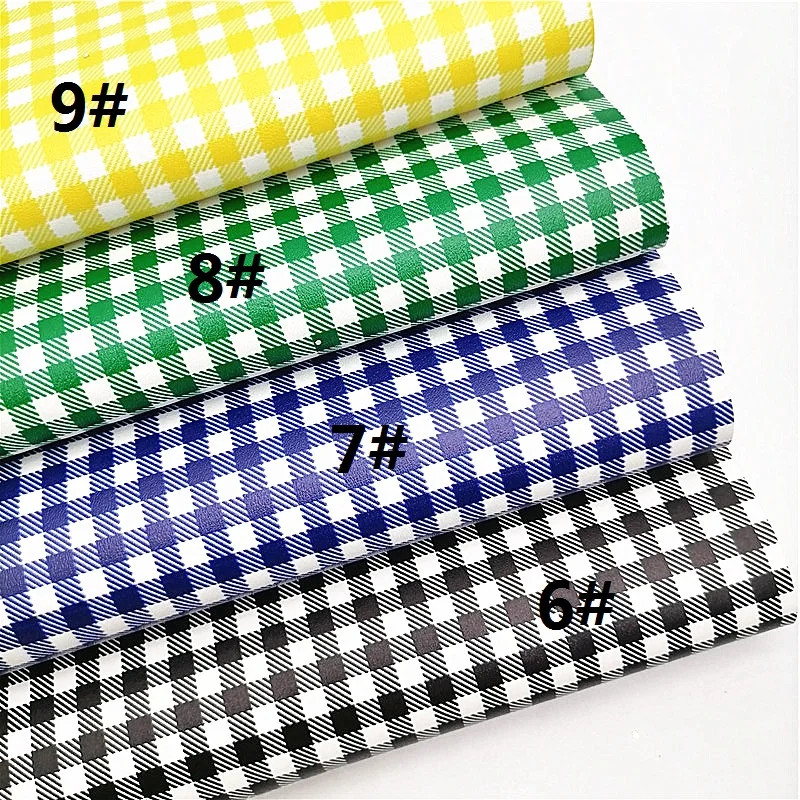 Description Picture 3 of itemPlaids Checks Custom Synthetic Leather Fabric Sheets Smooth Faux Leather For Bags Shoes Bows DIY Craft Sheets Mini Rolls W022
