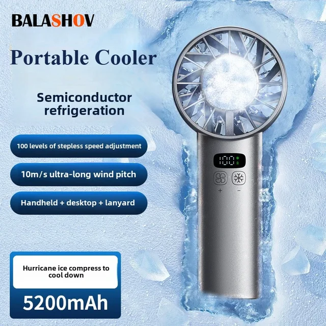 Ice compress high-speed cooling fan handheld fans USB Rechargeable portable mini fan LED Digital Display, Travel,Camping,Outdoor 1 Ice compress high-speed cooling fan handheld fans USB Rechargeable portable mini fan LED Digital Display, Travel,Camping,Outdoor 1