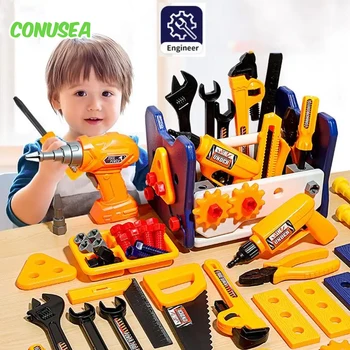 Children Toys Repair Kit Electric Toy Drill Play Repair Tool Screw Tool Box hammer Puzzle Educational Toys for Boys Girls Kids
