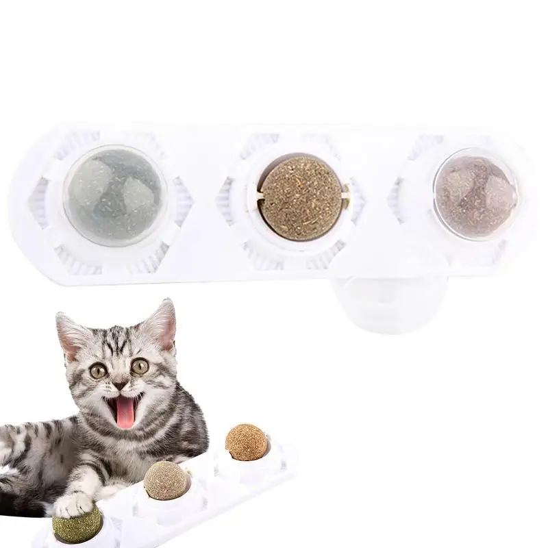 

Kitten Catnip Toy Ball Indoor Kitten Catnip Balls Wall Toys With Holder Base Edible Silver Vine Catnip Chew Toys For Cats