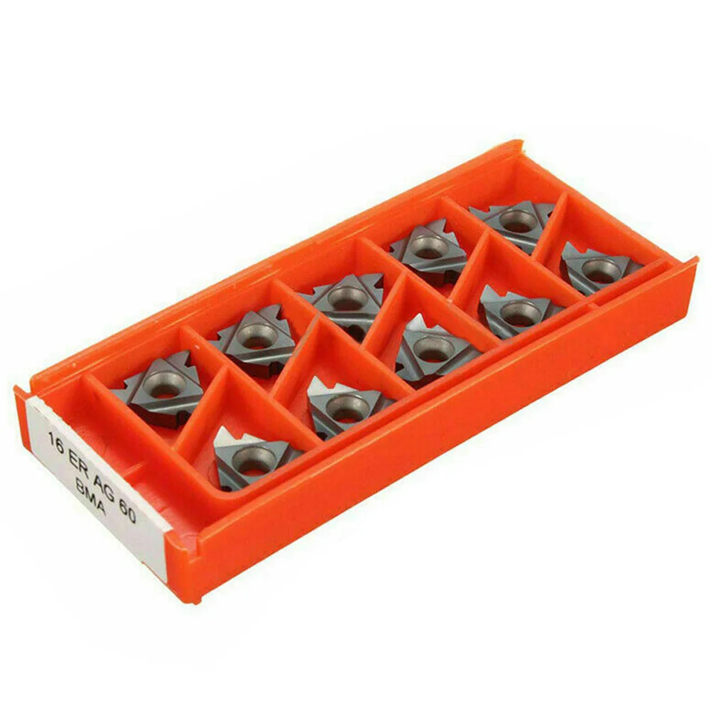 

AG60 BMA Threading Inserts Carbide 10pcs 16ER High Grip Strong Impact Resistance Cost Effective Tool Usage