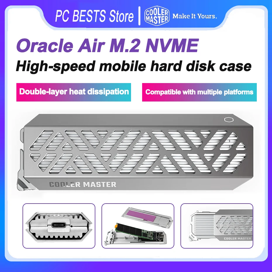 Cooler Master Oracle Air M.2 Nvme Custodia Per Disco Rigido Mobile Ad Alta Velocità Supporta Unità Disco Rigido A Stato Solido Multi-Piattaforma Porta
