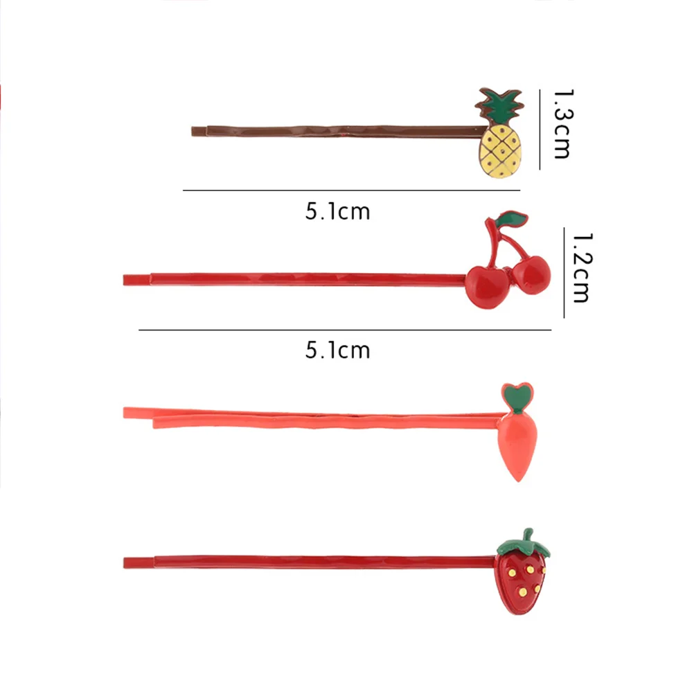 4 PCS 부드러운 장난감 망치 장식 헤어 액세서리 과일 머리핀 신부 딸기 클립