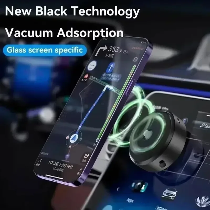 Adjustable 360&deg; Magnetic Car Phone Holder Vacuum Adsorption Navigation Display Screen Install GPS Stand for iPhone 16-12 Samsung