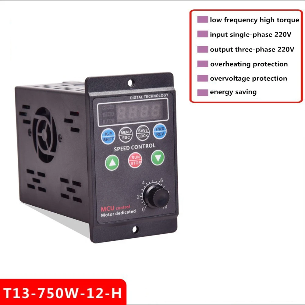 

750W Variable Frequency Driver Three-phase Output Motor Driver Single-phase Input Frequency Converter Inverter Speed Controller