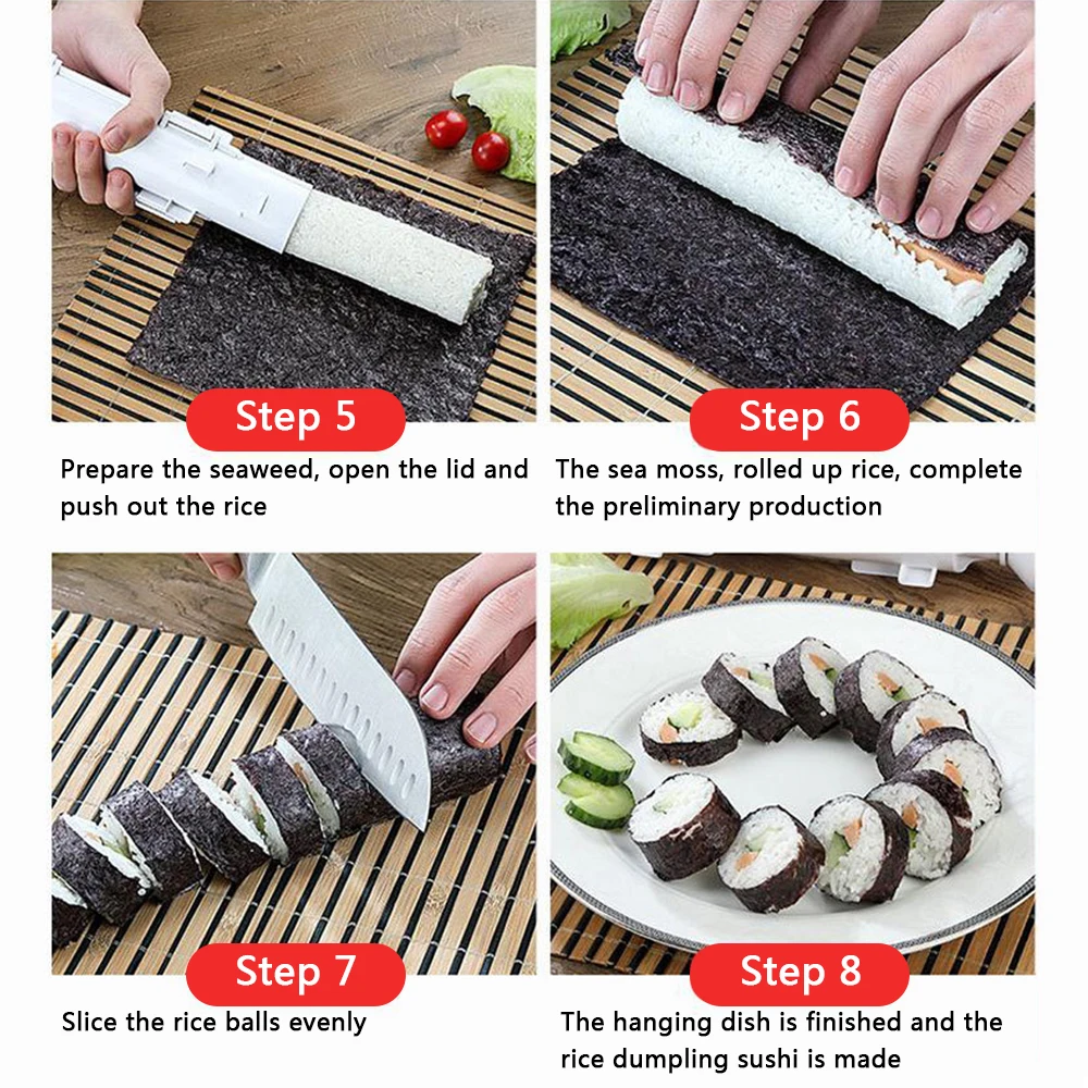Sushi Making Kit,22 in 1 Sushi Bazooka Roller Kit,Complete Sushi Kit for  Beginners & Pros Sushi Makers-with Bamboo Sushi Mat-Sushi Bazooka,Guide