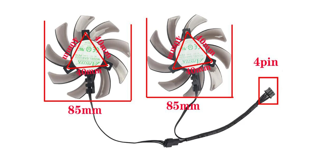 gpu ventilador de refrigeração substituição para palit geforce gtx ti dupla placa gráfica refrigerador