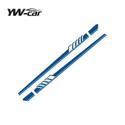 Set of 2 Premium Racing Sport Car Side Skirt Stripes Stickers - High - Quality Vinyl Decal Accessories (Blue)