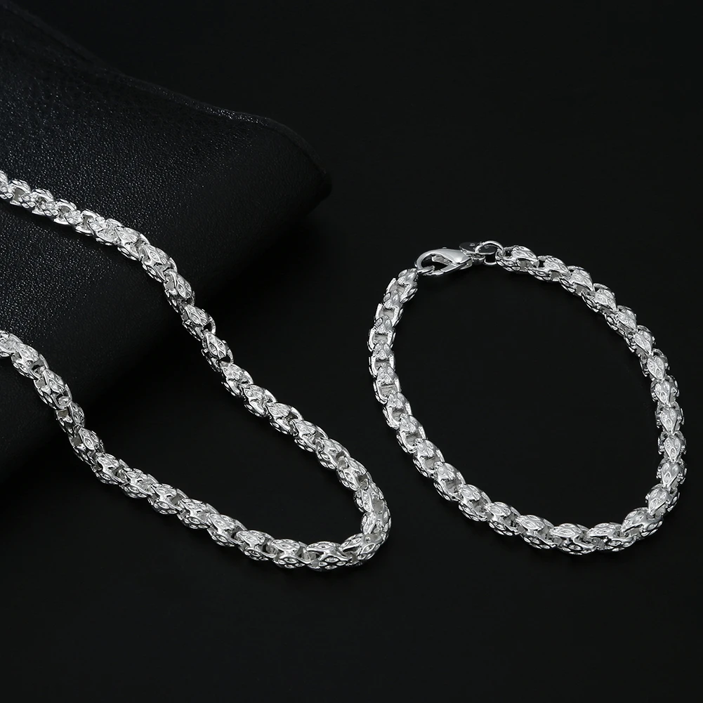 

925 Sterling silver geometry Bracelets necklaces for women fashion designer party wedding accessories jewelry sets Holiday gifts