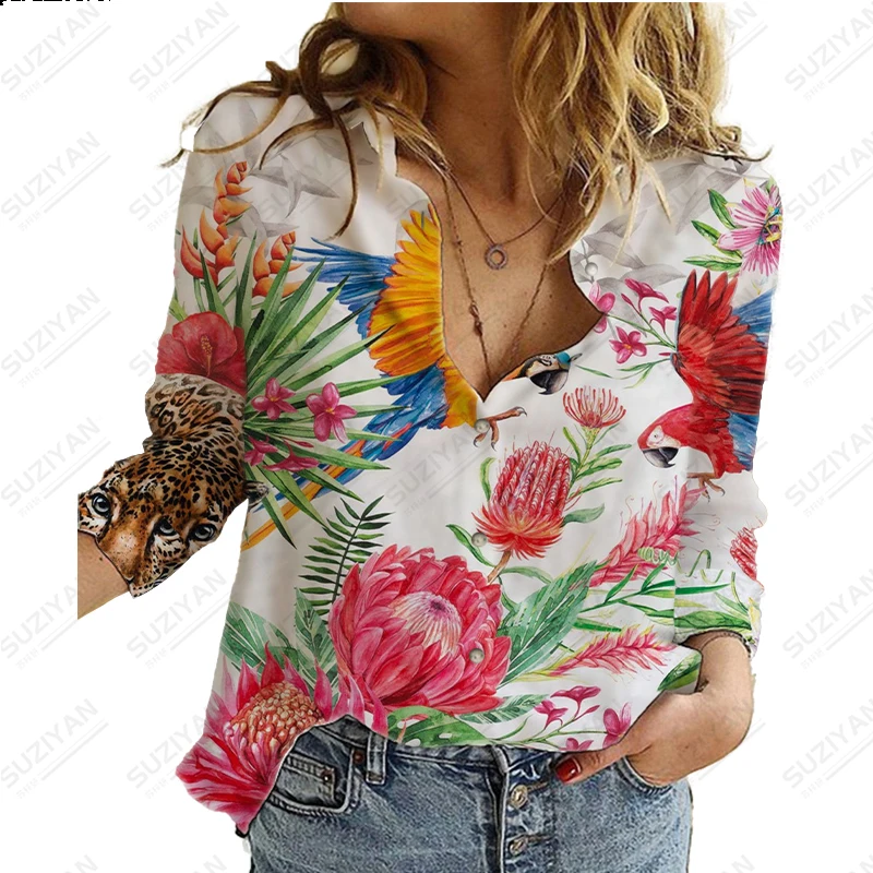

2023 New Fashion Hot Selling Women's Long Sleeve Button Cardigan Simple and Elegant 3D Printed Street Loose Casual Chiffon Shirt