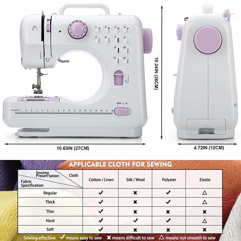 New Portable Sewing Machine Mini Electric Household DIY Crafting Mending  Overlock 12 Stitches with Presser Foot Pedal Beginners - AliExpress