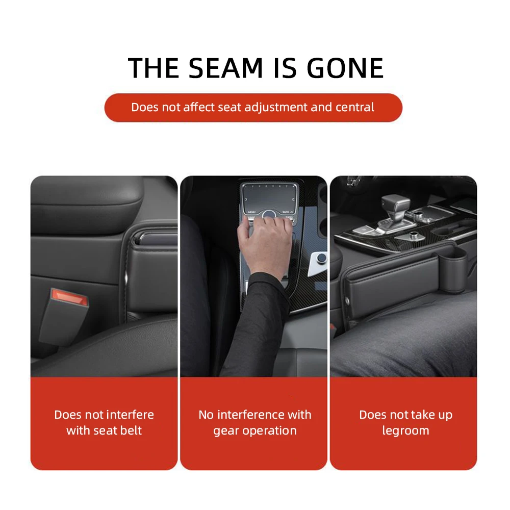 Car Seat Gap Organizer Leak-proof Storage Bag With Cup Holder PU Leather Slot