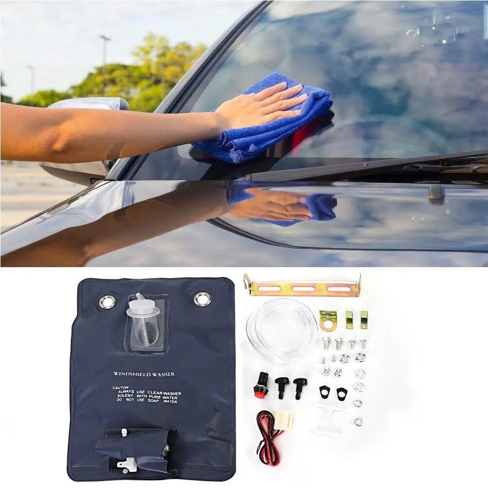 Car Windscreen Washer Pump Bag Kit Washer Bottle 12V Plastic