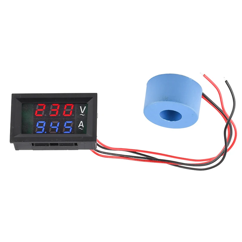 10A 50A 100A 220V 전압 전류 측정기 테스터 AC 50-500V 디지털 LCD 볼트미터 암미터 감지기 전류 변압기