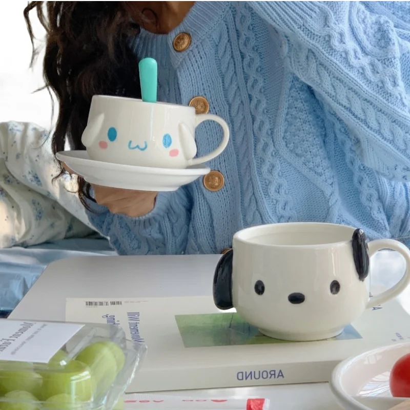 

Cinnamoroll My Melody Kawaii Sanrio Anime Cartoon Cute and Cute Coffee Cup ins High-value Ceramic Embossed New Personalized Mug