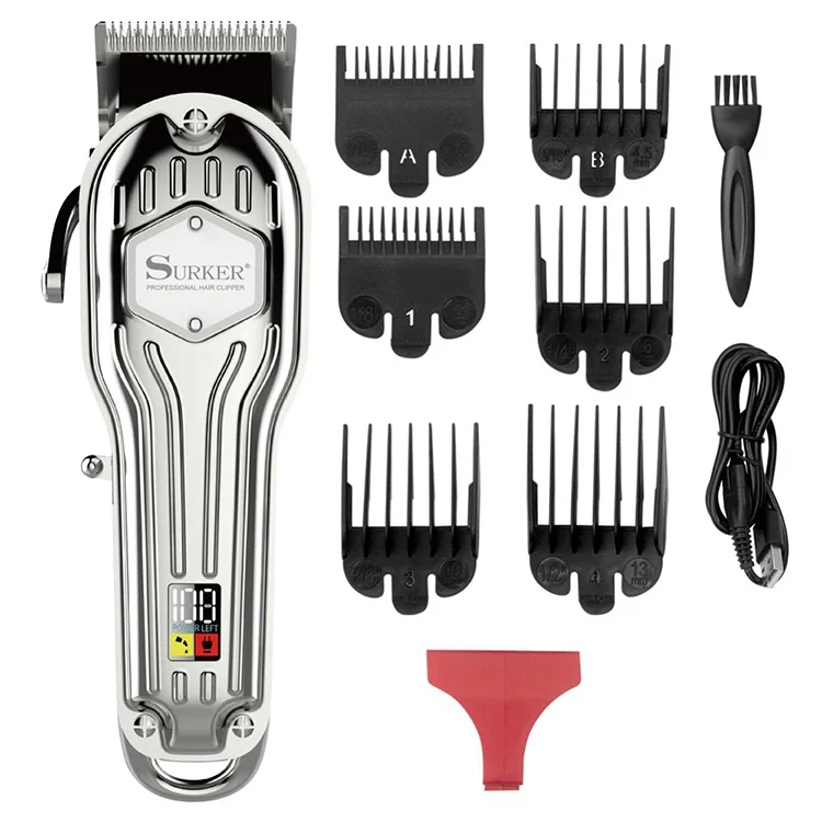 

2024Surker Hair Trimmer Coldress Men's Razor LED Display Professional Electric Hair Clippers Men's Hair Grooming Kit