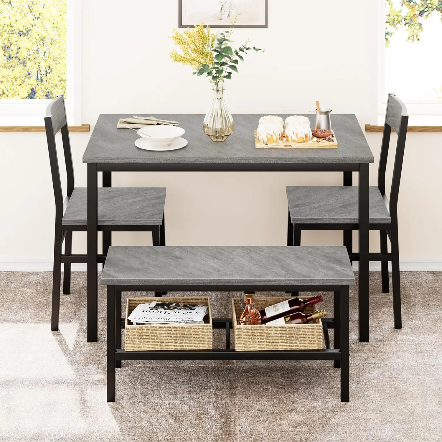 4-Piece Dining Set with Bench 2