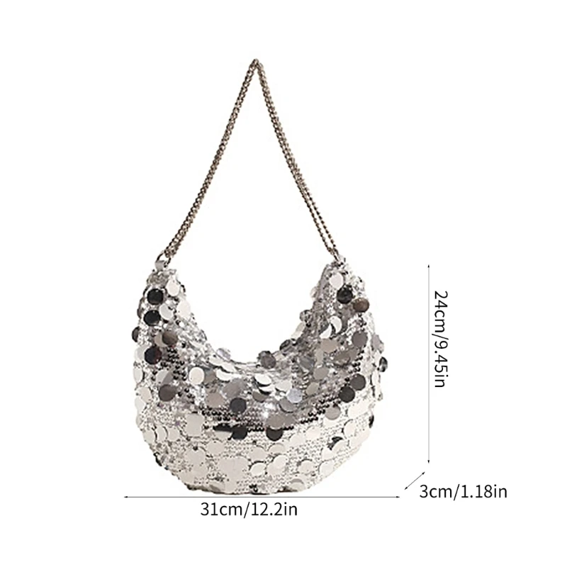 Stylish Handbag with Metal Strap Shoulder Bag Enhances Your Perfect for Parties and Nightclubs