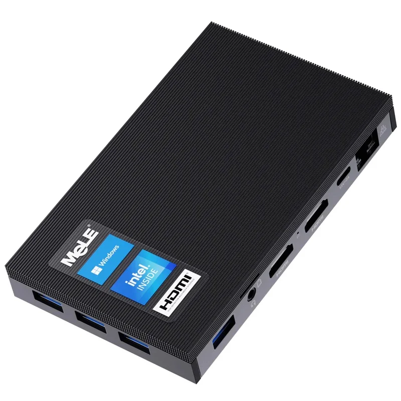 

MeLE Slim Fanless Mini PC N100 N5105 J4125 Windows 11 Pro 8GB 128GB 256GB 512GB Industrial IoT Computer Dual HDMI 4K, Gigabit PX