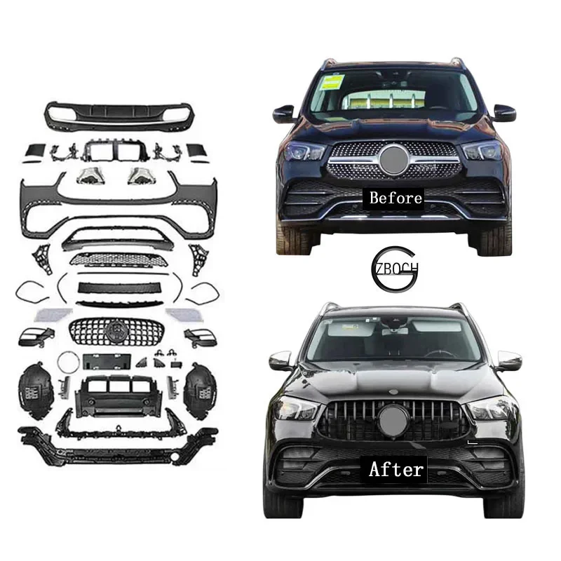 bodykit for Mercedes W167 2020- Upgrade GLE63 AMG Front car bumpers Grill diffuser exhaust pipe custom