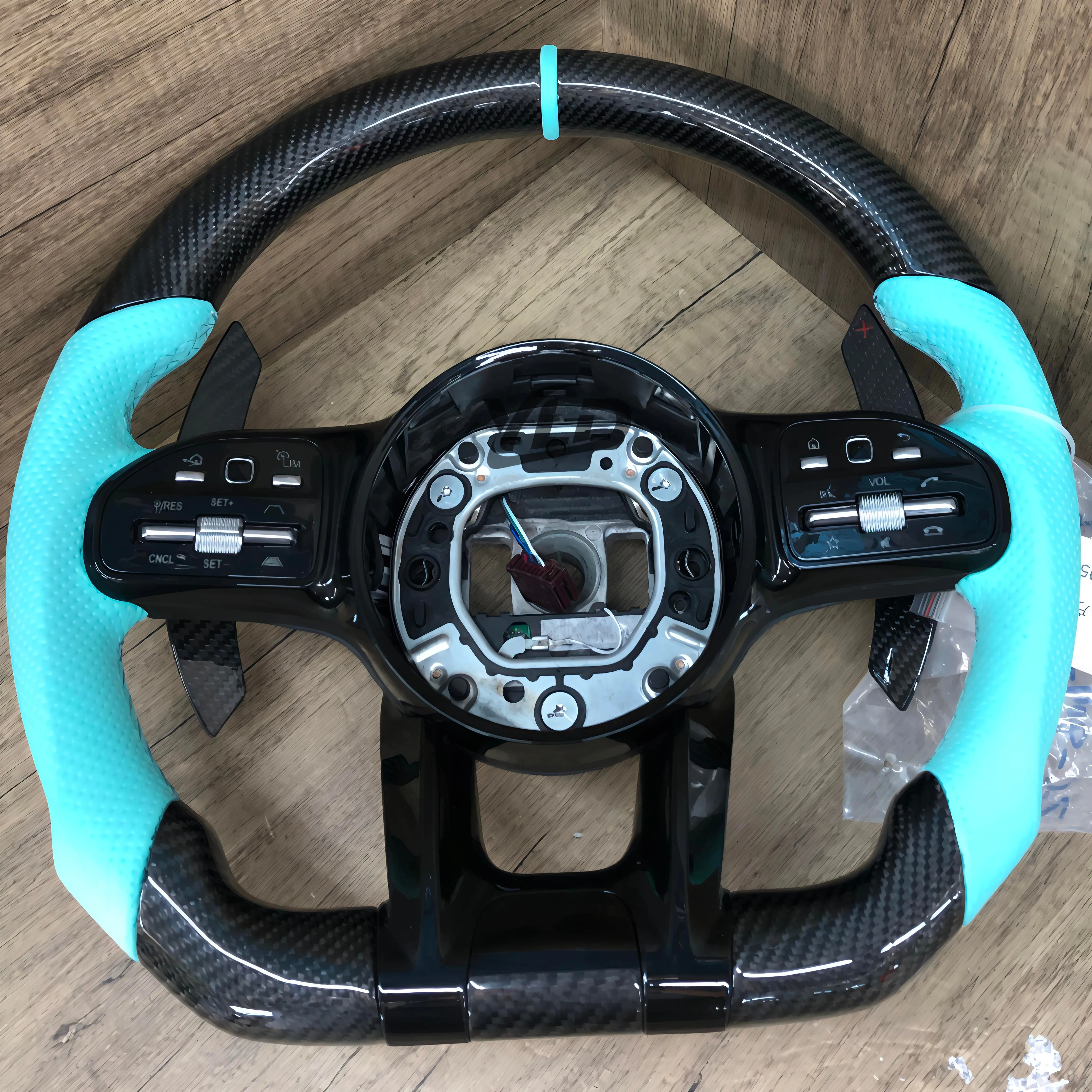YLD 커스텀 카본 파이버 가죽 스티어링 휠 (G63 W464 GLE S클래스 E클래스 차량용 실내 업그레이드)