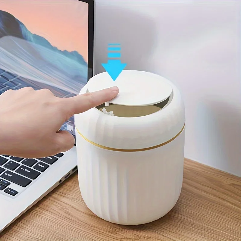 Mini Desktop Trash Can with Lid Garbage Waste Bin Organizer Bedroom Office Desk Storage Box Made Durable Plastic Home Supplies