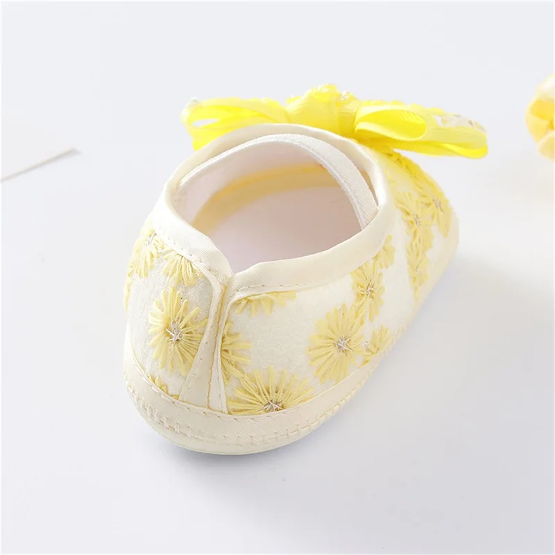 Baby Girls Mary Jane Flats Beaded Bow Princess Shoes Dress Walking Shoes and Headband for Newborn Infant Toddler
