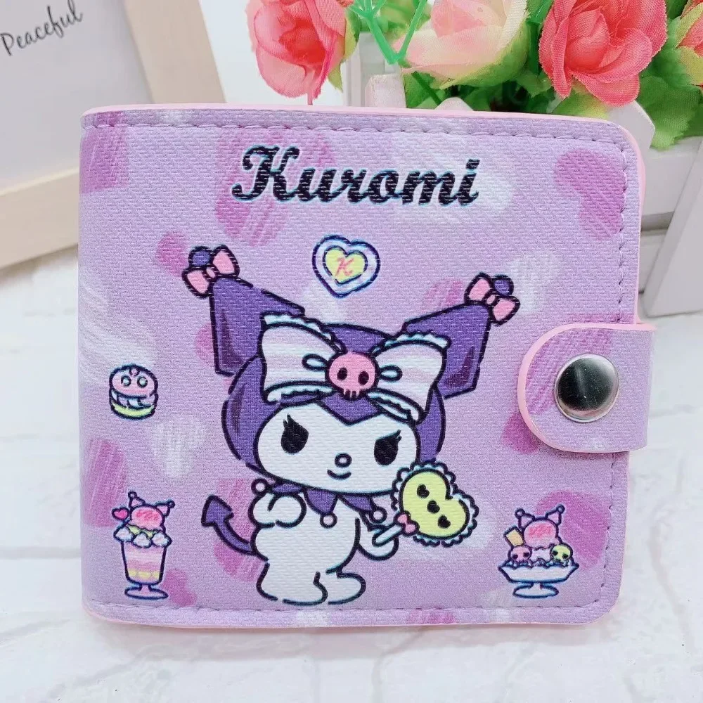 

Sanrio анимационное периферийное оборудование Hello Kitty кошелек для монет с кнопкой складной PU кошелек украшение подарок Cinnamoroll Kuromi