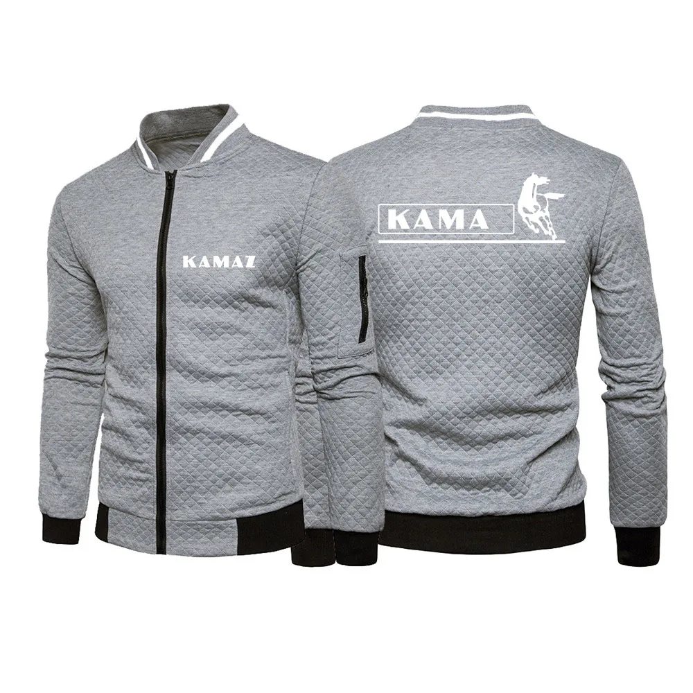 sun hoodie KAMAZ 2022 Men's New Zipper Hoodies Casual Cardigan Sweatshirt Round Neck Jacket Slim Fit Long Sleeve Coats Hot Fashion Clothes grey sweatshirt