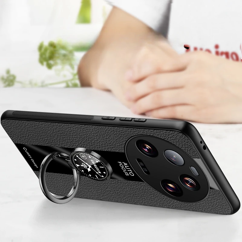 Deluxe PU Leather Magnetic Holder Phone Cover with Matte Soft Bumper