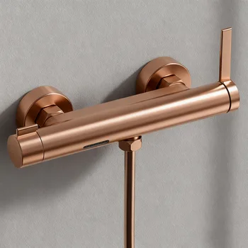 ชุดฝักบัวอาบน้ำแบบมือถือพร้อมก๊อกน้ำตกสำหรับอ่างอาบน้ำในห้องน้ำ, สีโรสบรัช, สีกันเมทัล, สีโรสโกลด์บรัช, สีโครเมียม, สีดำด้าน 2