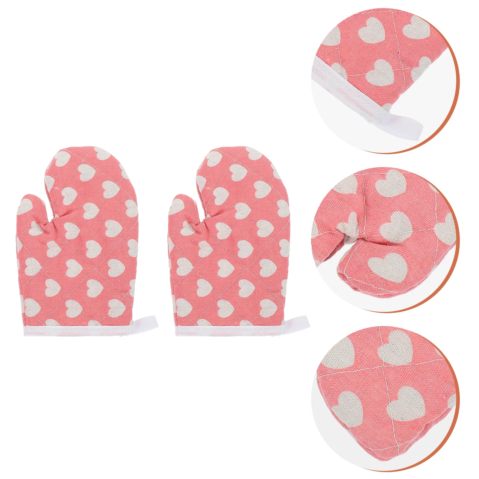 

Mobestech Kitchen Short Oven Mitts Kids Oven Mitts 2Pcs Microwave Oven Heat Resistant Barbecue Glovess Non Oven Mitts Heart