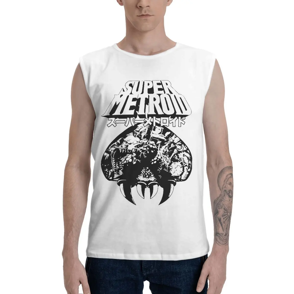 Мужская рубашка без рукавов Super Metroid забавные хлопковые майки японский