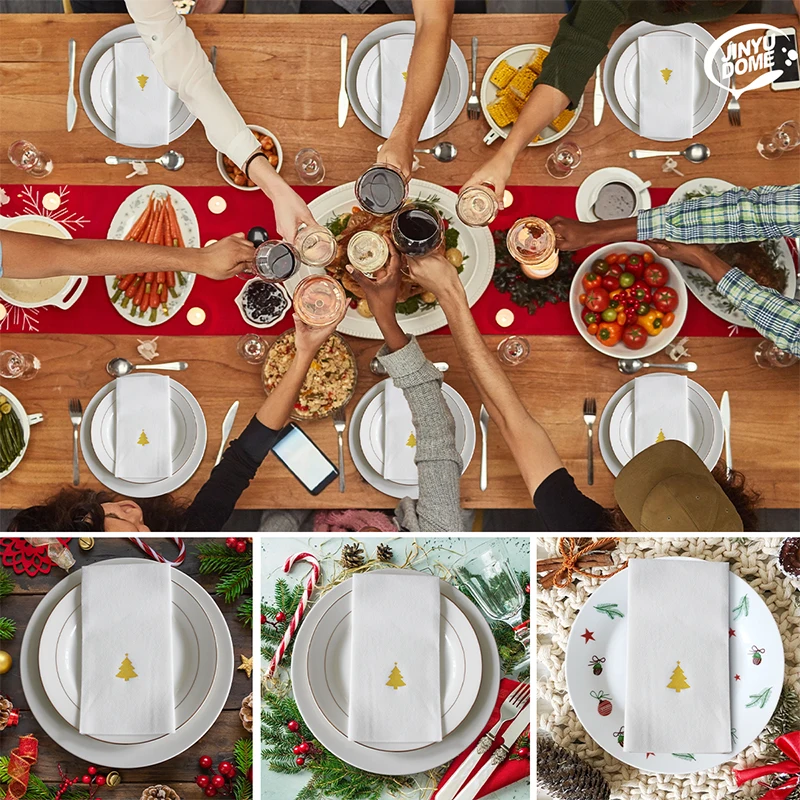 Dust Free Napkin Holiday Decorations Christmas Trees Hot Stamping Disposable Mouth Cloth Napkins Single-layer Dust-free Paper