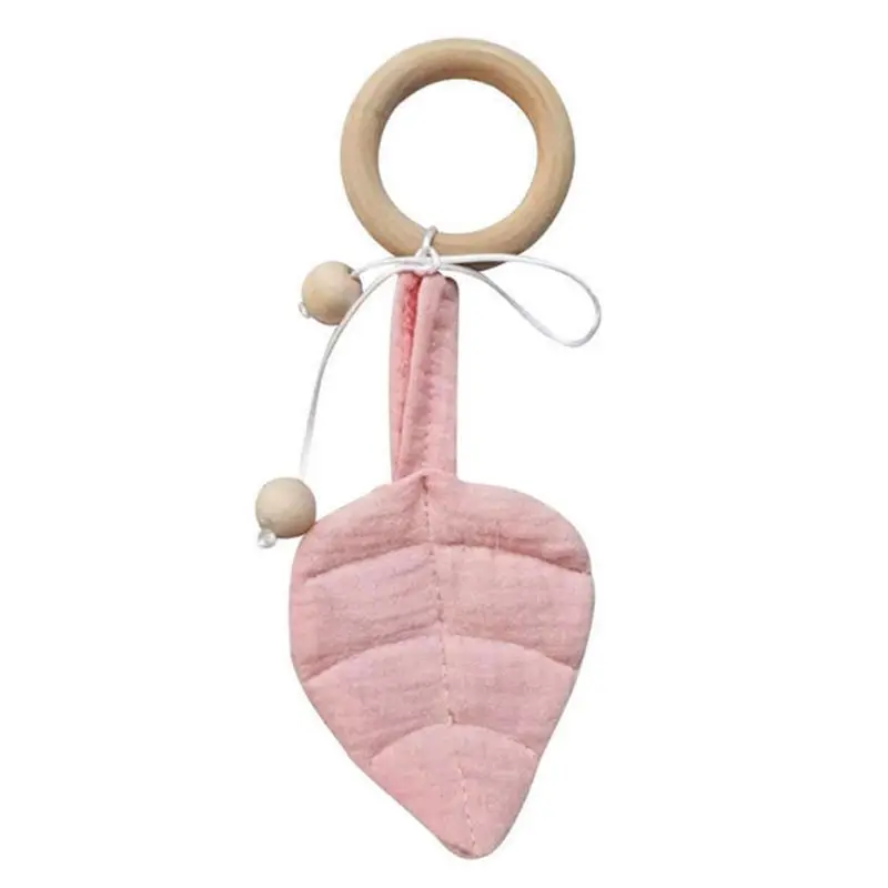 

Baby Wooden Teether Ring DIY Leaf Chewing Teething Nursing Soother Infant Molar for Play