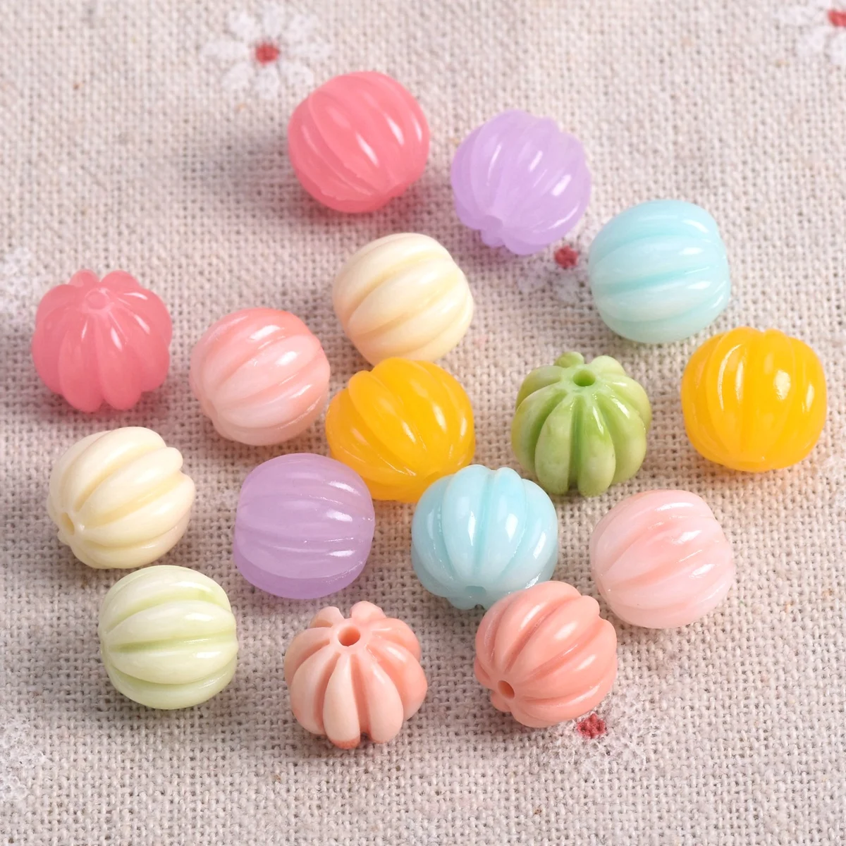 10pcs 11mm Round Plicated Artificial Coral Loose Beads For Jewelry Making DIY Crafts Findings