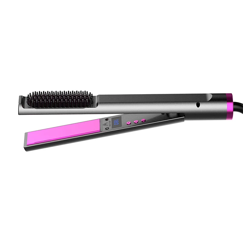 Professional 2 in 1 Hair Straightener Electric Flat iron Anti-Scald Brush Hot Comb Hair Style Tool 3