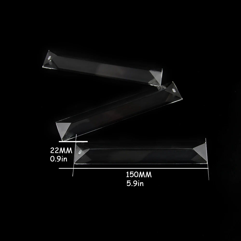 2pcs 22x150mm Clear Crystal Triangle Strip Chandelier Parts Sun Catcher Lamp Prism Glass Pendant For Home Wedding Decoration