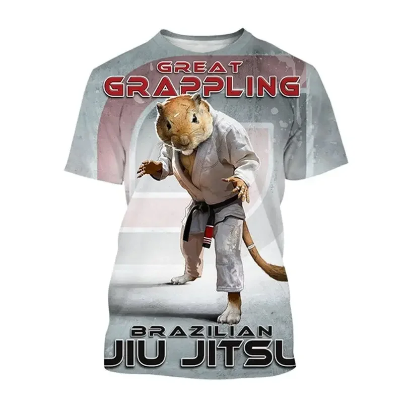 

Men's T Shirt BJJ Jujitsu Enthusiast Wrestle Clothing Fashion 3D Animal Graphic T-Shirt Casual O-neck Short Sleeve Top